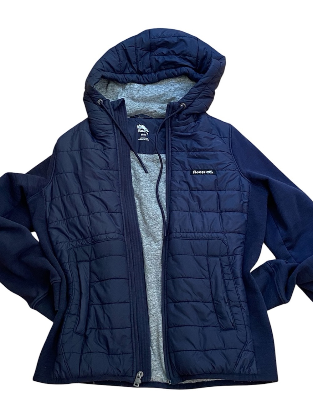 Roots Navy Quilted Hooded Puffer Jacket
